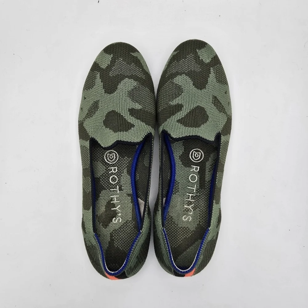 Rothys the Loafer in olive camo size 7.5